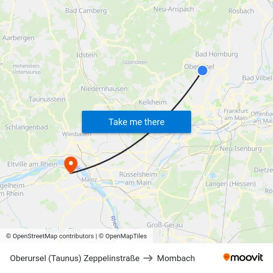 Oberursel (Taunus) Zeppelinstraße to Mombach map
