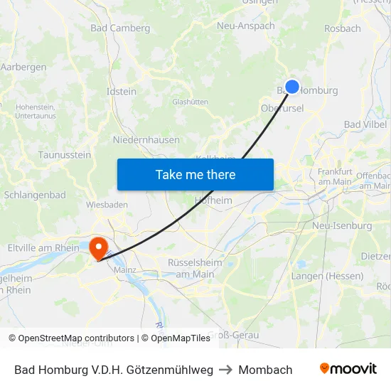 Bad Homburg V.D.H. Götzenmühlweg to Mombach map