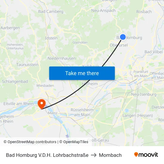 Bad Homburg V.D.H. Lohrbachstraße to Mombach map
