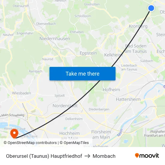 Oberursel (Taunus) Hauptfriedhof to Mombach map