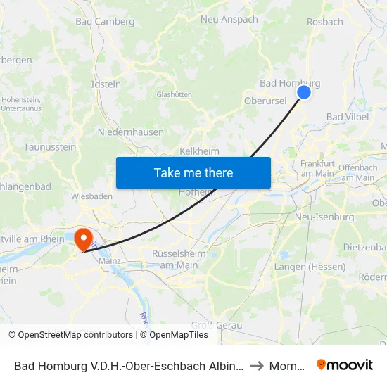 Bad Homburg V.D.H.-Ober-Eschbach Albin-Göhring Halle to Mombach map