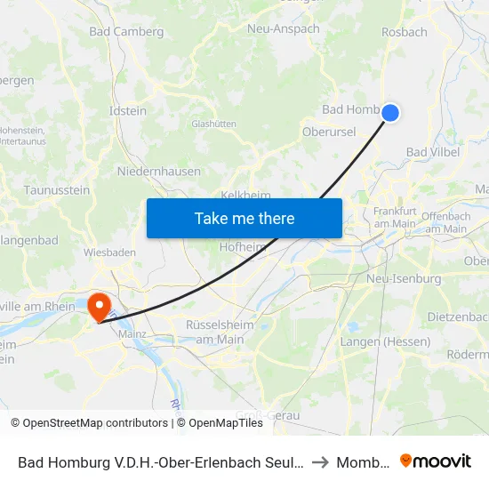 Bad Homburg V.D.H.-Ober-Erlenbach Seulberger Str. to Mombach map