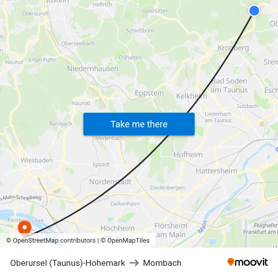 Oberursel (Taunus)-Hohemark to Mombach map