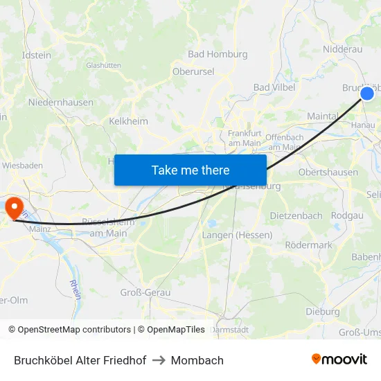 Bruchköbel Alter Friedhof to Mombach map