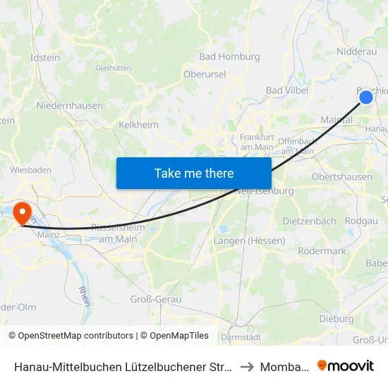 Hanau-Mittelbuchen Lützelbuchener Straße to Mombach map