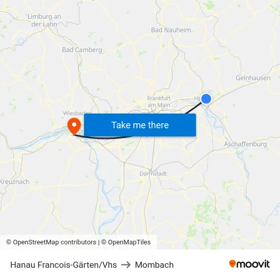 Hanau Francois-Gärten/Vhs to Mombach map