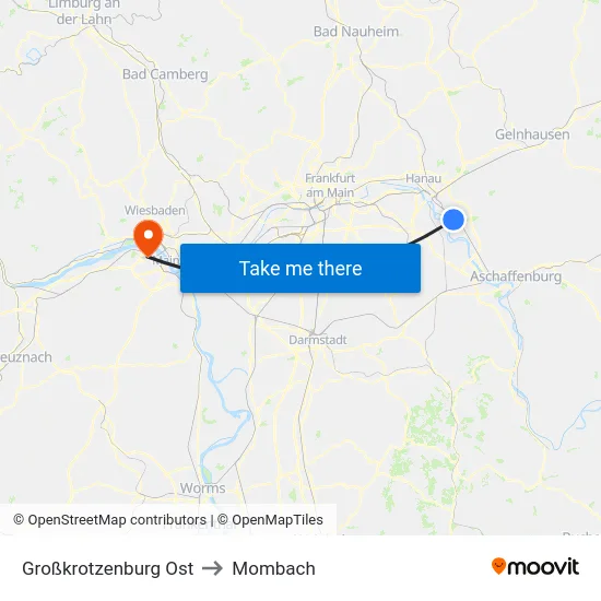 Großkrotzenburg Ost to Mombach map