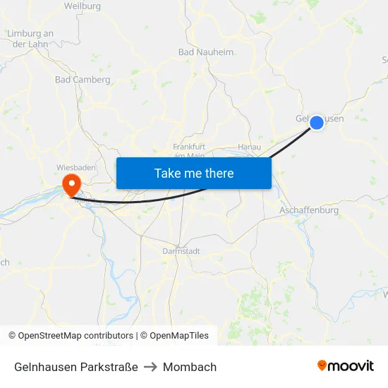 Gelnhausen Parkstraße to Mombach map