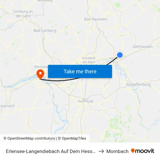 Erlensee-Langendiebach Auf Dem Hessel to Mombach map
