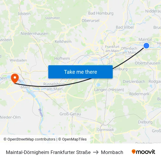 Maintal-Dörnigheim Frankfurter Straße to Mombach map