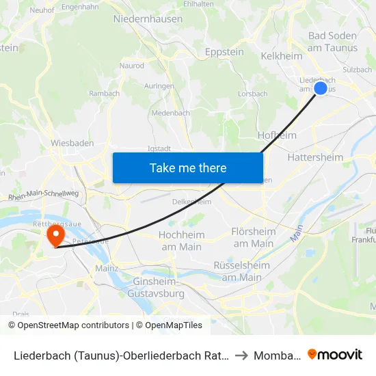 Liederbach (Taunus)-Oberliederbach Rathaus to Mombach map