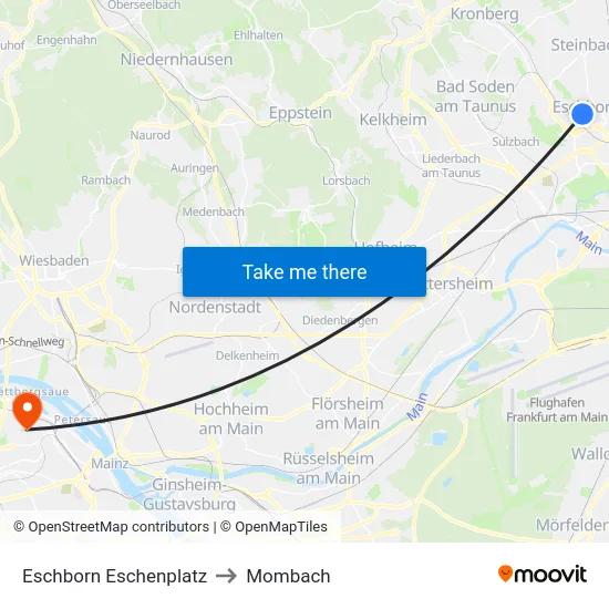 Eschborn Eschenplatz to Mombach map