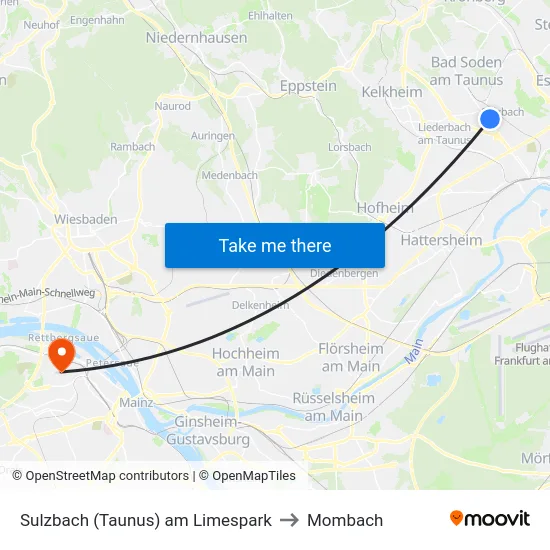 Sulzbach (Taunus) am Limespark to Mombach map