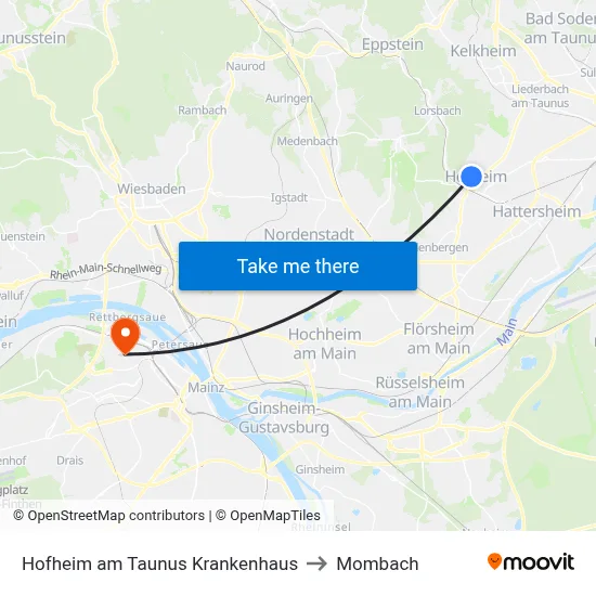 Hofheim am Taunus Krankenhaus to Mombach map