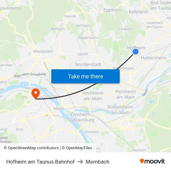 Hofheim am Taunus Bahnhof to Mombach map