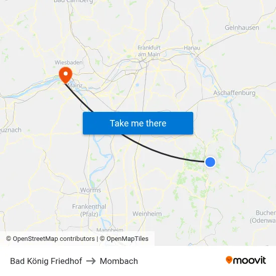 Bad König Friedhof to Mombach map