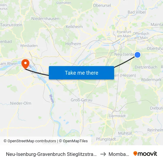 Neu-Isenburg-Gravenbruch Stieglitzstraße to Mombach map