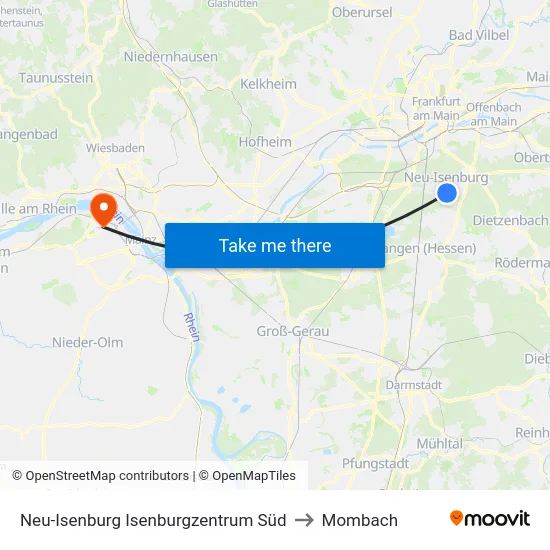 Neu-Isenburg Isenburgzentrum Süd to Mombach map