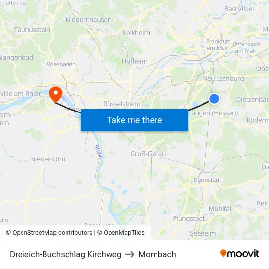 Dreieich-Buchschlag Kirchweg to Mombach map