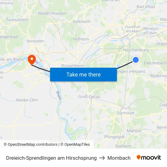 Dreieich-Sprendlingen am Hirschsprung to Mombach map