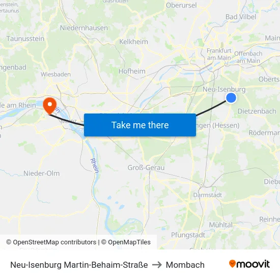 Neu-Isenburg Martin-Behaim-Straße to Mombach map