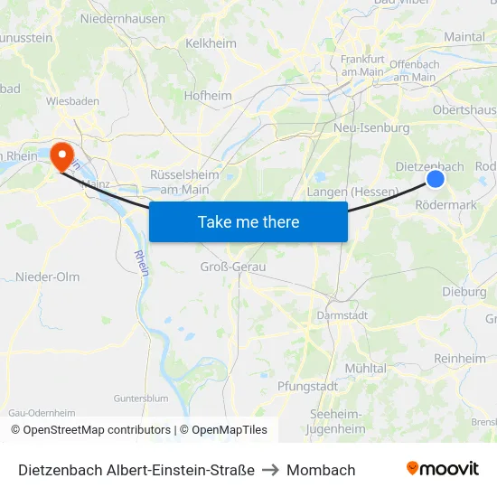 Dietzenbach Albert-Einstein-Straße to Mombach map