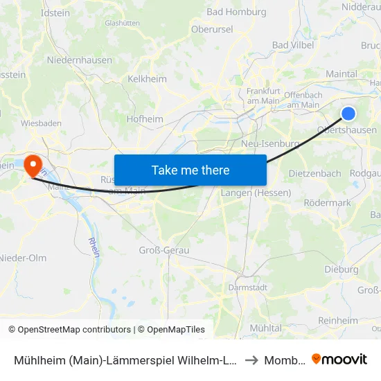 Mühlheim (Main)-Lämmerspiel Wilhelm-Leuschner-Str. to Mombach map