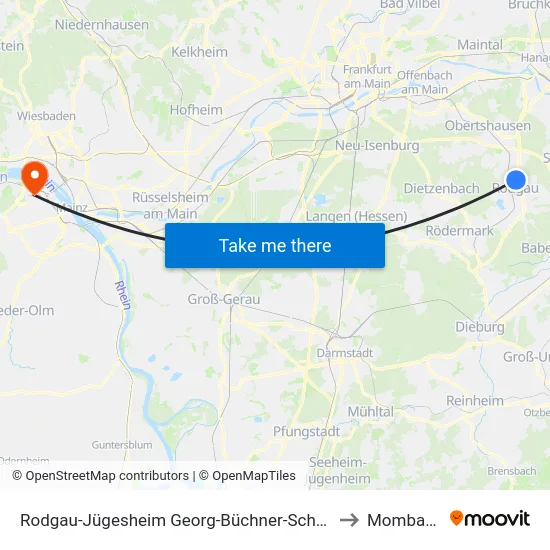Rodgau-Jügesheim Georg-Büchner-Schule to Mombach map