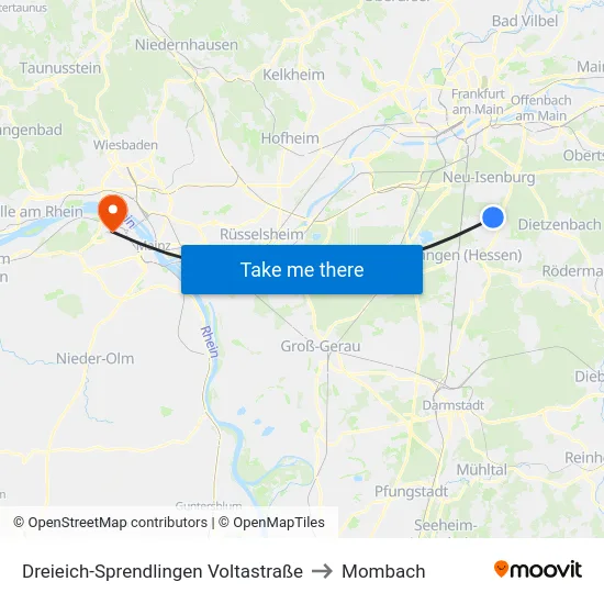 Dreieich-Sprendlingen Voltastraße to Mombach map
