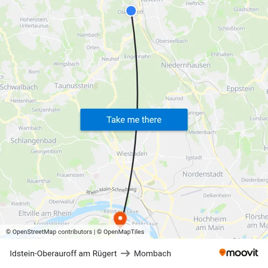 Idstein-Oberauroff am Rügert to Mombach map