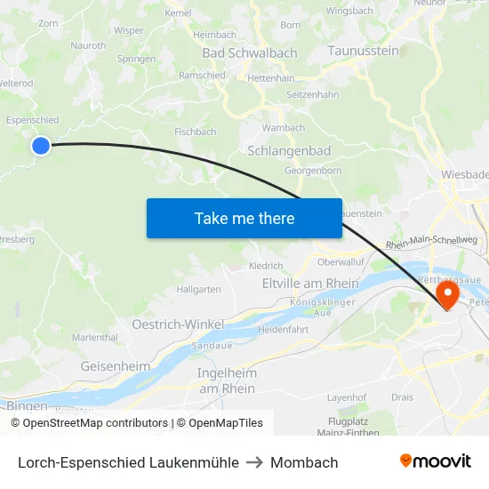 Lorch-Espenschied Laukenmühle to Mombach map