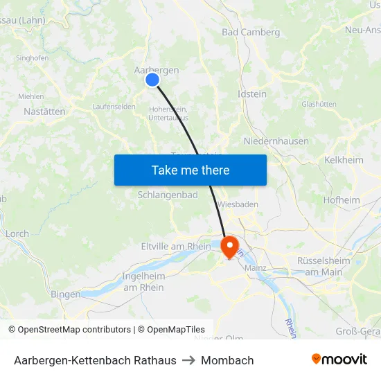 Aarbergen-Kettenbach Rathaus to Mombach map