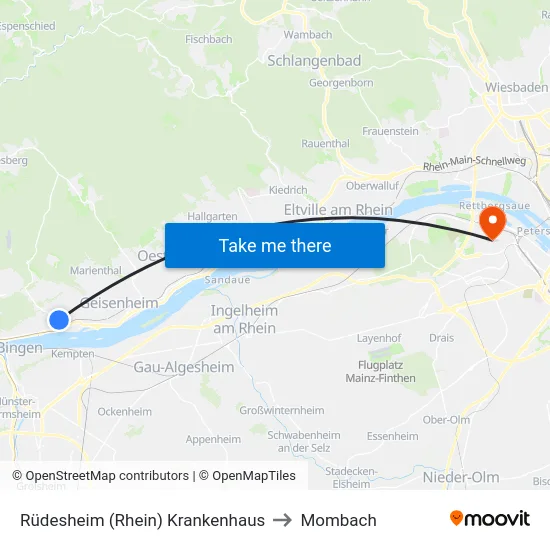 Rüdesheim (Rhein) Krankenhaus to Mombach map