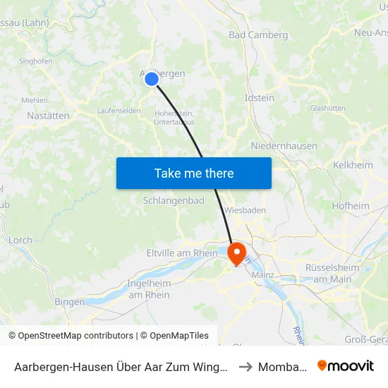 Aarbergen-Hausen Über Aar Zum Wingert to Mombach map