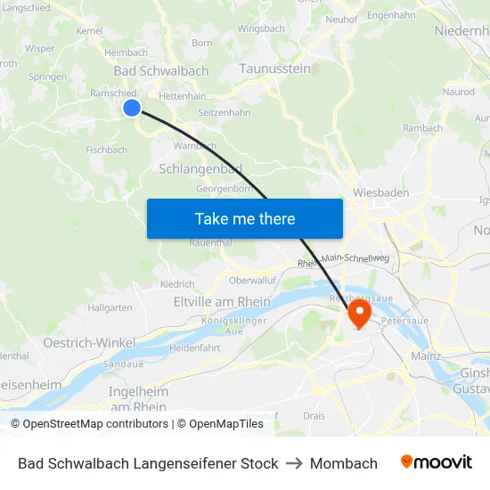 Bad Schwalbach Langenseifener Stock to Mombach map