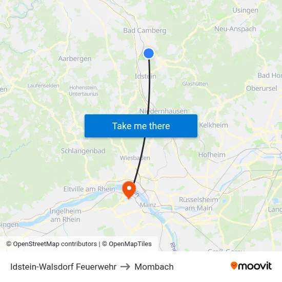 Idstein-Walsdorf Feuerwehr to Mombach map