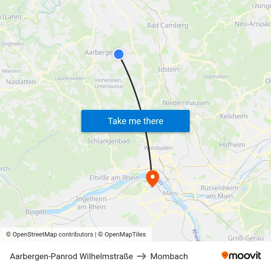 Aarbergen-Panrod Wilhelmstraße to Mombach map