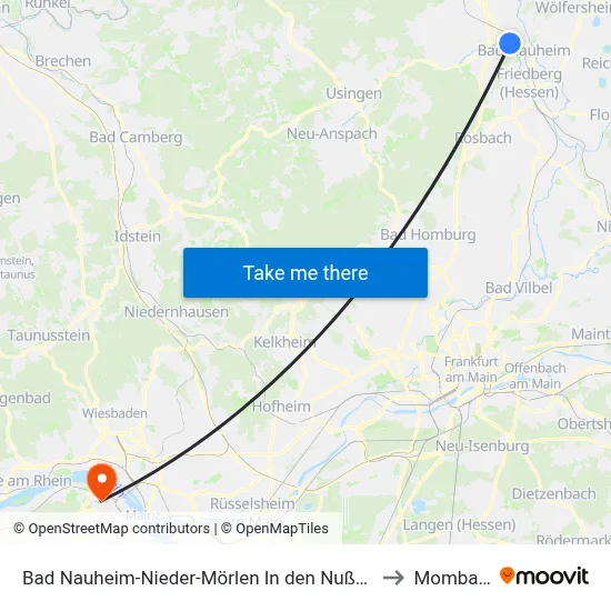 Bad Nauheim-Nieder-Mörlen In den Nußgärten to Mombach map