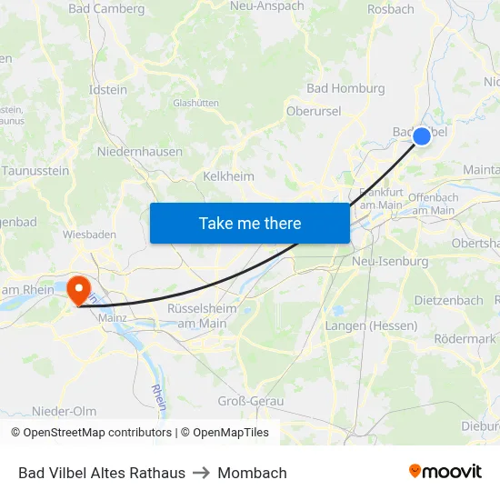 Bad Vilbel Altes Rathaus to Mombach map