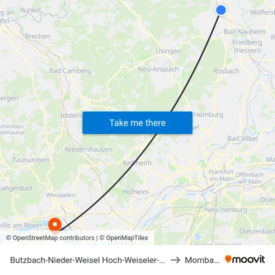 Butzbach-Nieder-Weisel Hoch-Weiseler-Weg to Mombach map