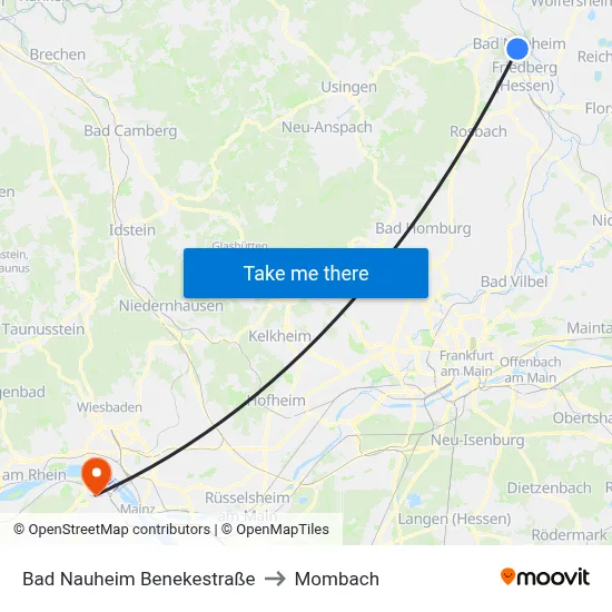 Bad Nauheim Benekestraße to Mombach map