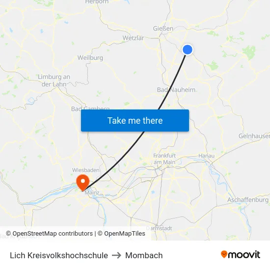 Lich Kreisvolkshochschule to Mombach map