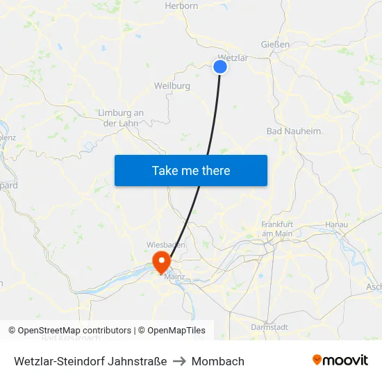 Wetzlar-Steindorf Jahnstraße to Mombach map