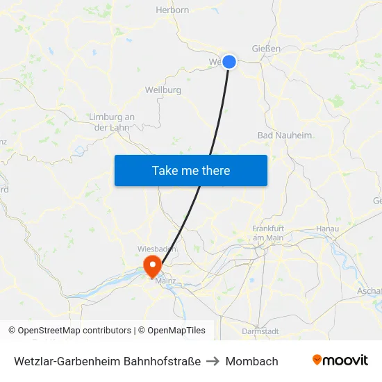 Wetzlar-Garbenheim Bahnhofstraße to Mombach map