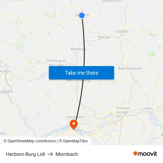 Herborn-Burg Lidl to Mombach map