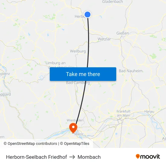 Herborn-Seelbach Friedhof to Mombach map