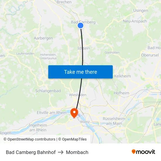 Bad Camberg Bahnhof to Mombach map