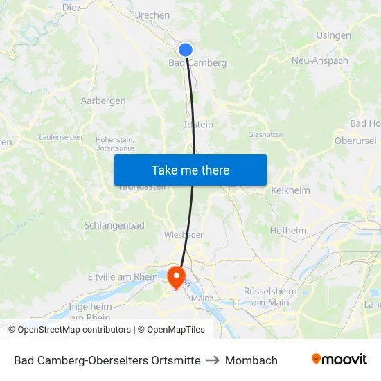 Bad Camberg-Oberselters Ortsmitte to Mombach map