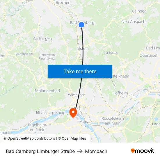 Bad Camberg Limburger Straße to Mombach map