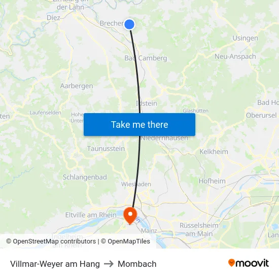 Villmar-Weyer am Hang to Mombach map